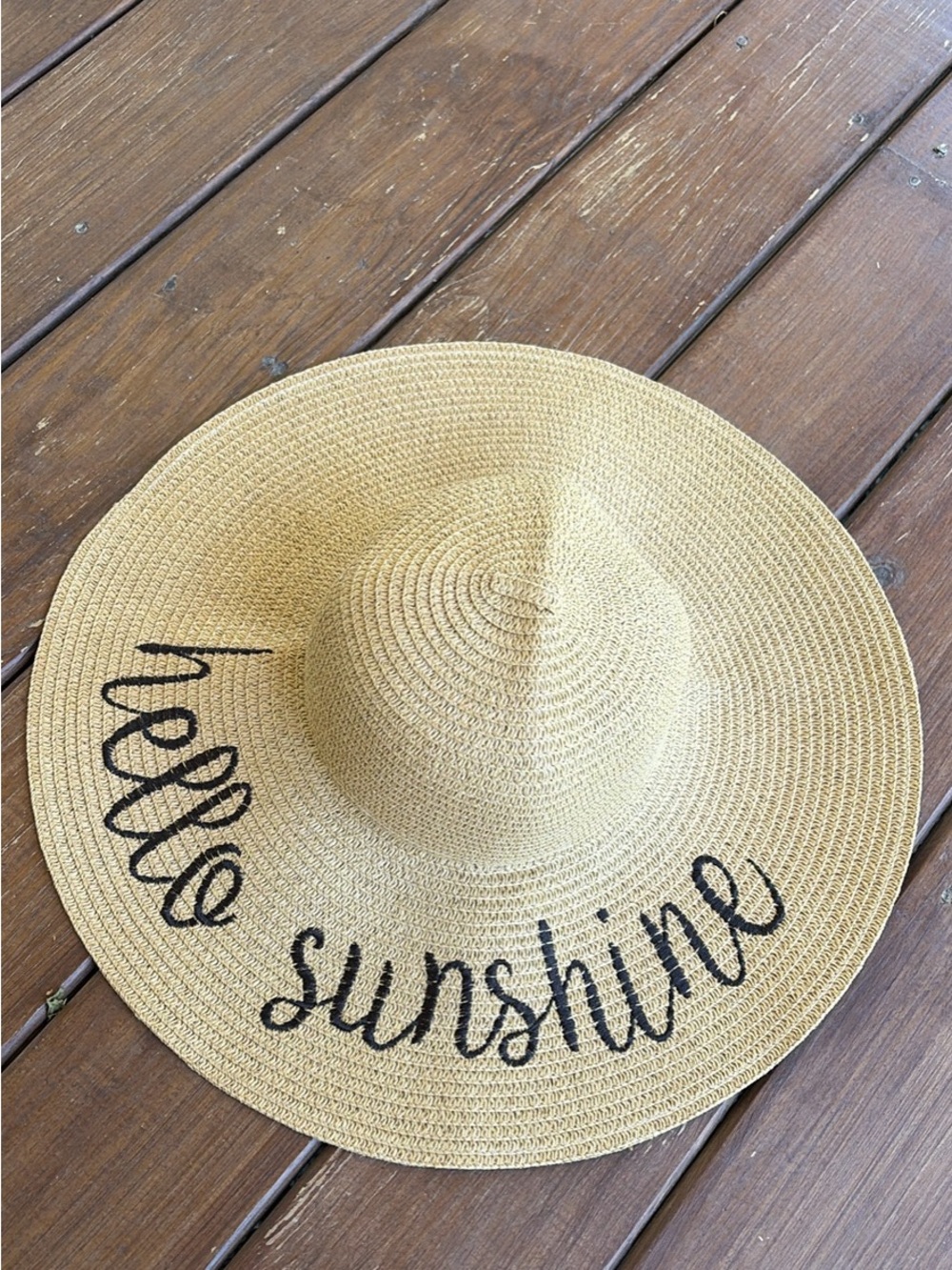 Straw Sun Hat "Hello Sunshine" - Natural